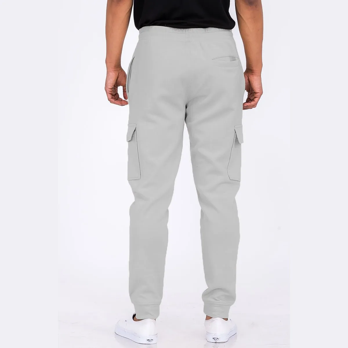 Grey Cotton Blend Cargo Joggers