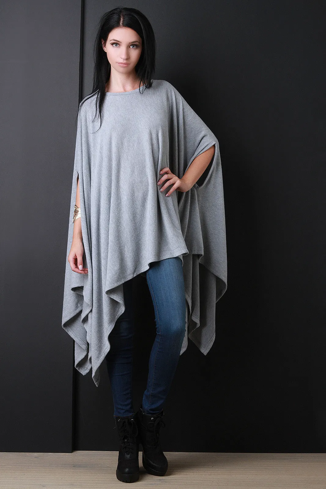 Handkerchief Knit Poncho Maxi Top