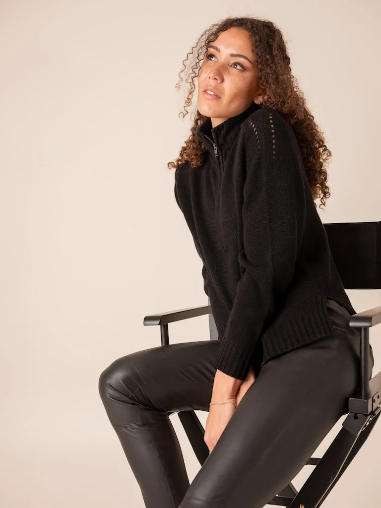 Harpers Emporium Half Zip Cashmere in Black