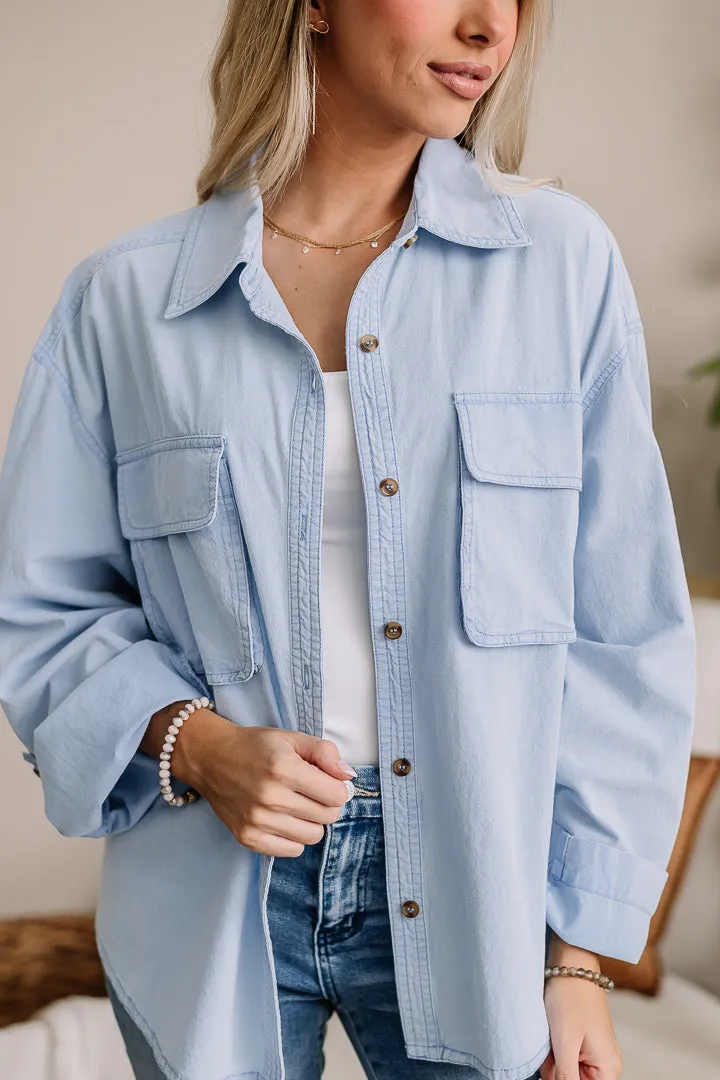 Here Waiting Button Down Top | Denim