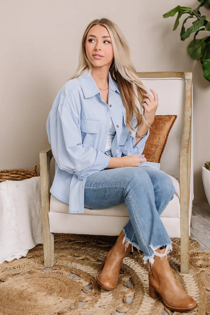 Here Waiting Button Down Top | Denim