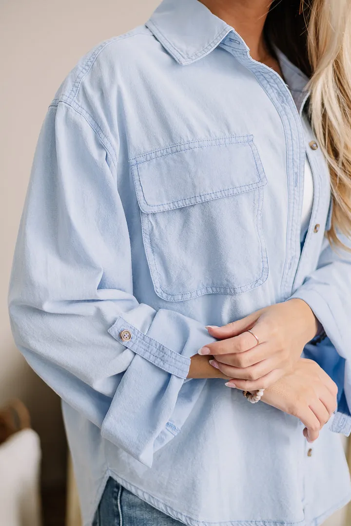 Here Waiting Button Down Top | Denim