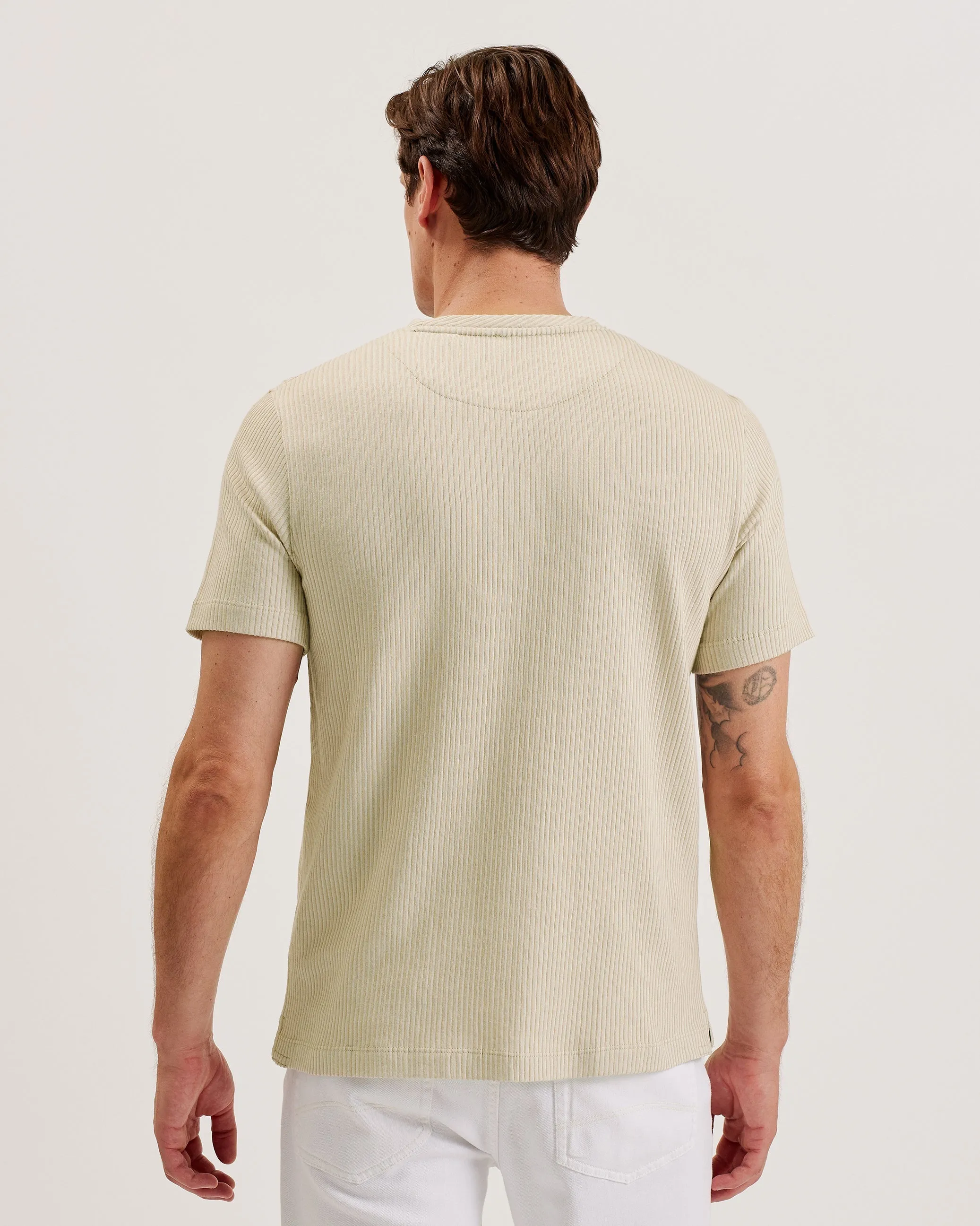 Heynes Ss Regular Fit Textured T-Shirt Beige