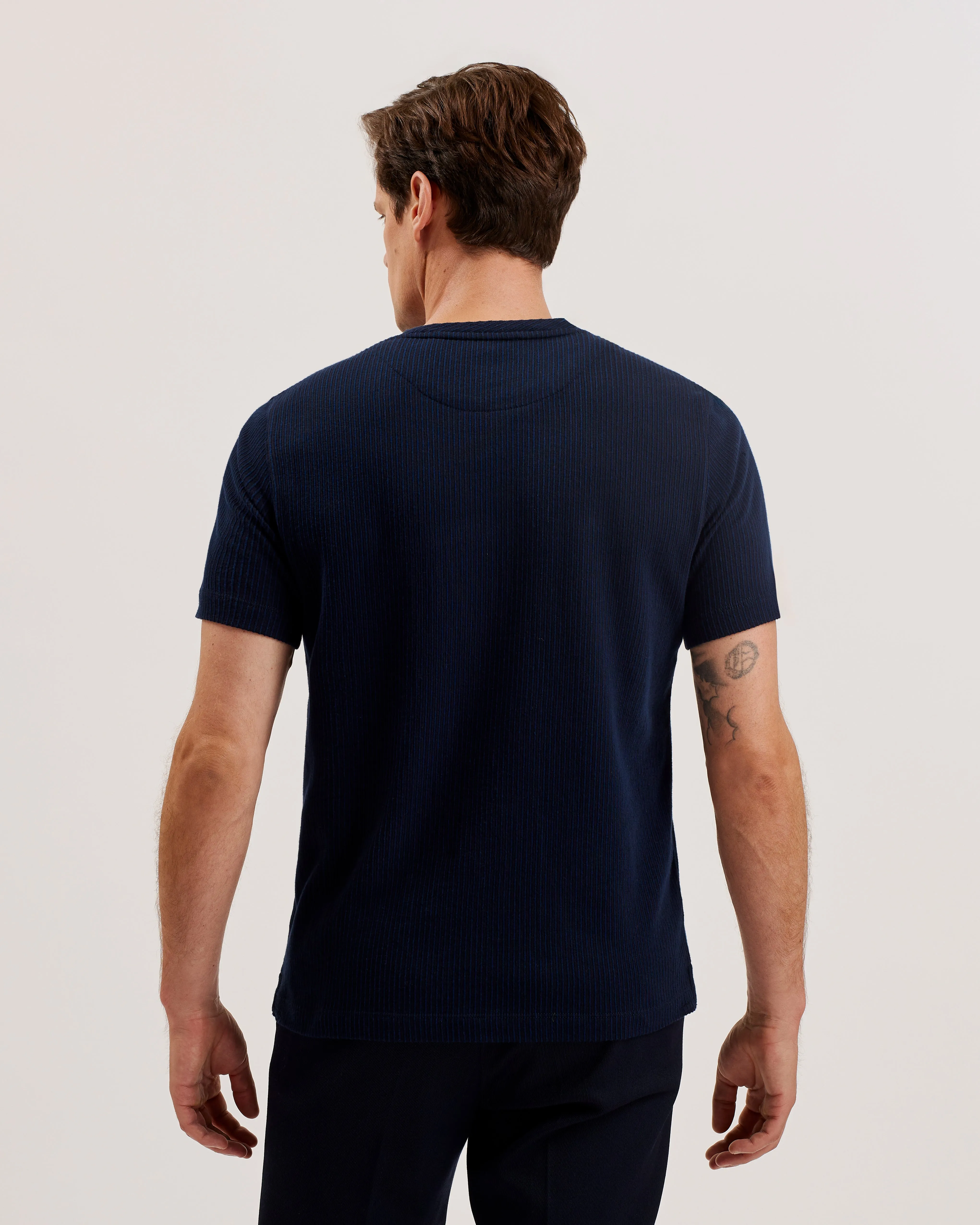 Heynes Ss Regular Fit Textured T-Shirt Navy