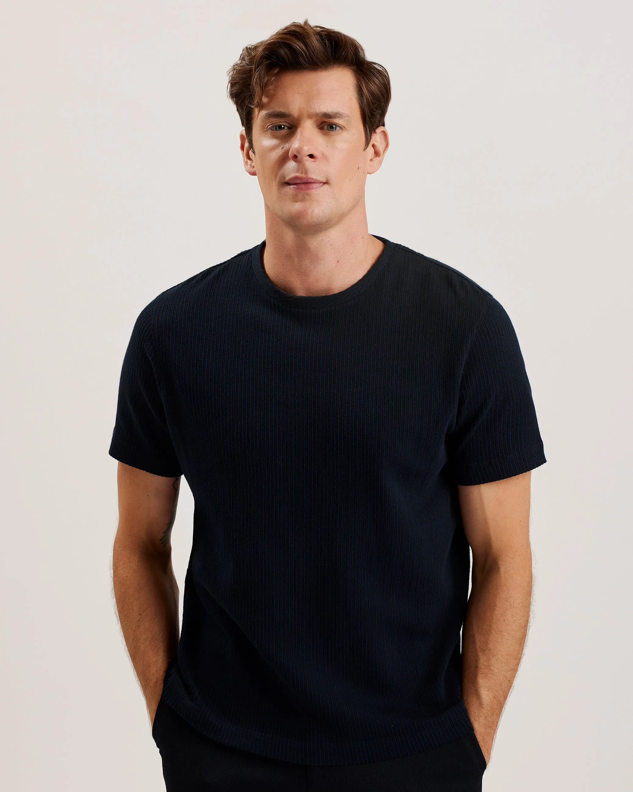 Heynes Ss Regular Fit Textured T-Shirt Navy