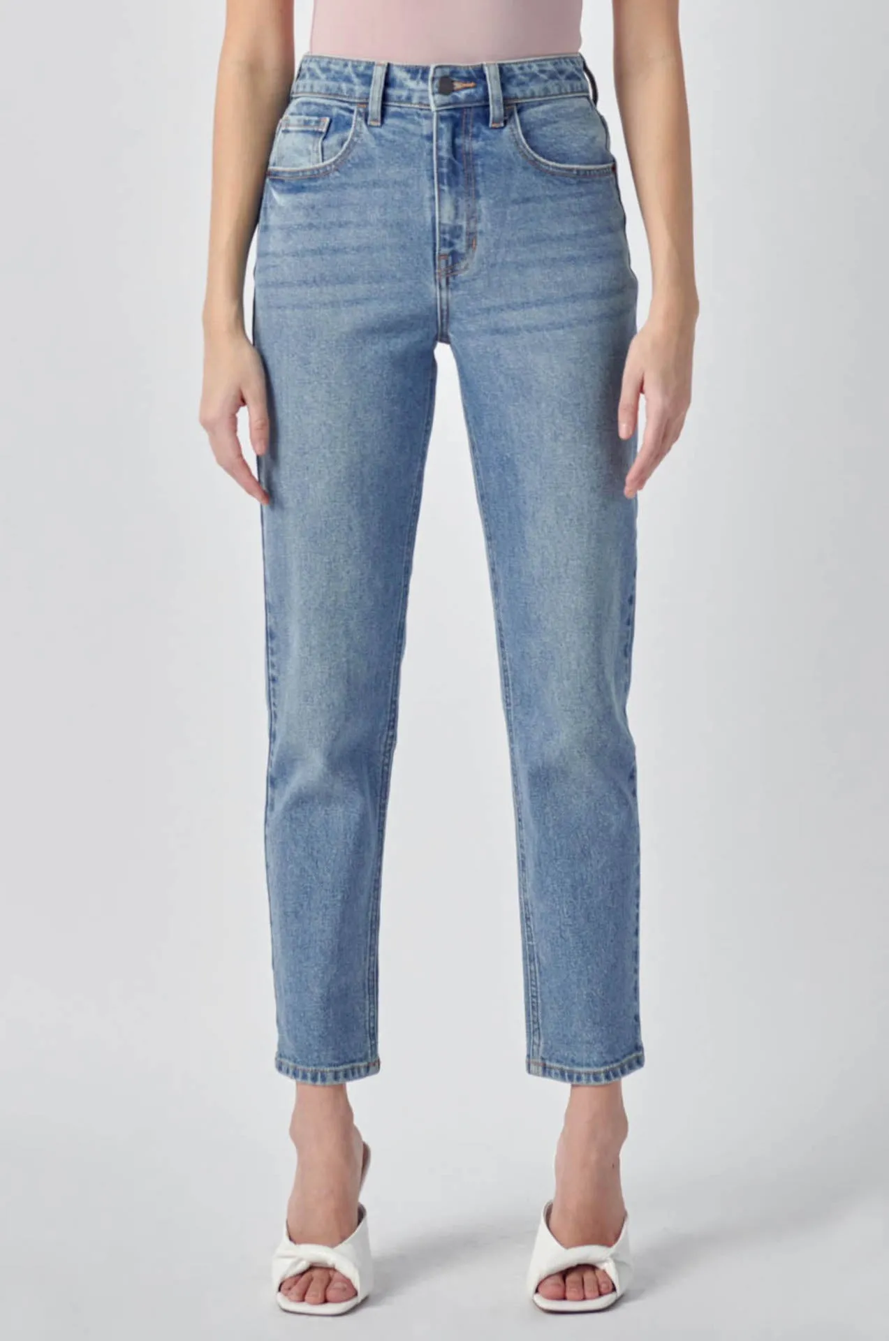 High waisted straight leg jeans - Medium Wash