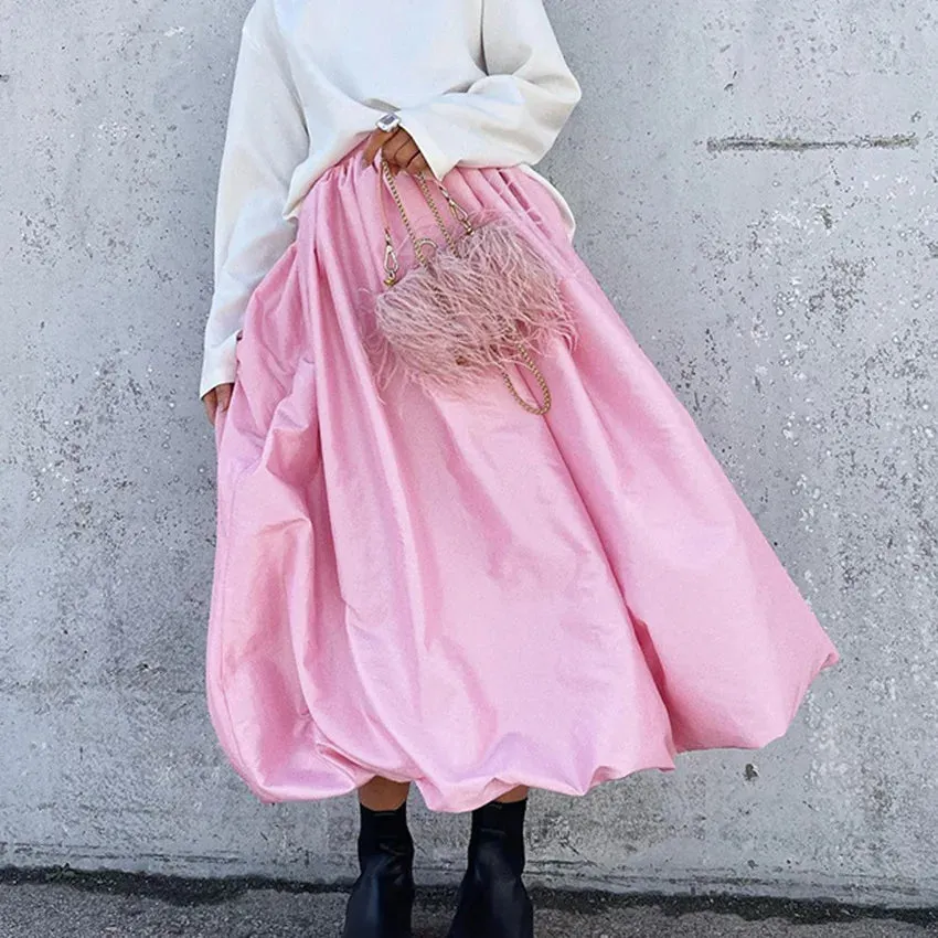 High White Fashion Satin Street Chic Spring Elegant New Pleated Skirt