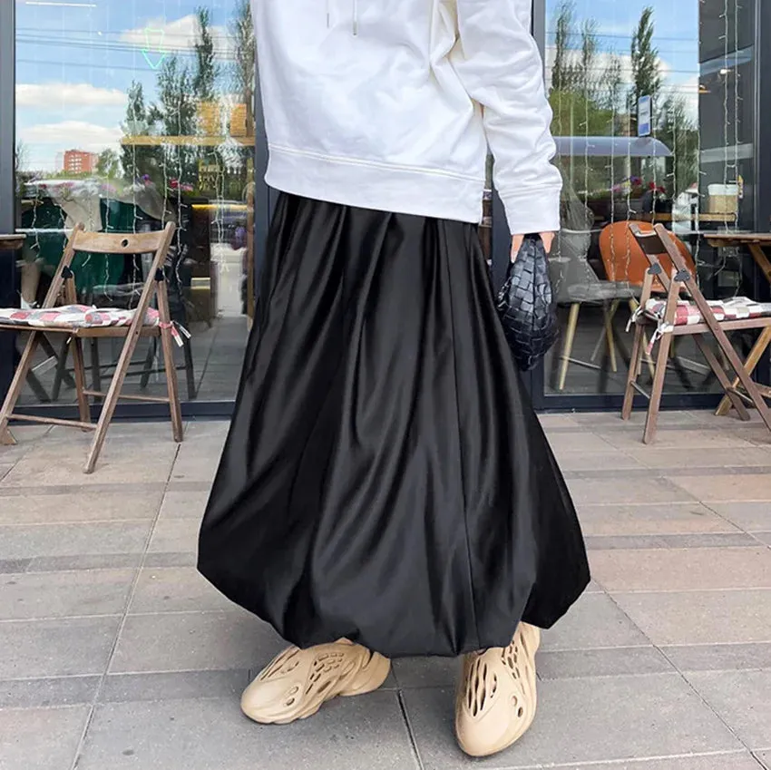 High White Fashion Satin Street Chic Spring Elegant New Pleated Skirt