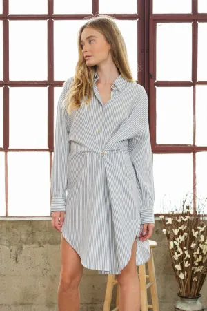 Holmes Pinstripe Button Down Dress