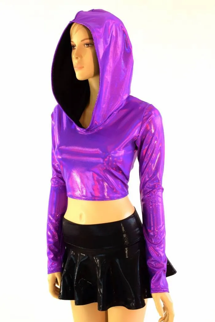 Holographic Long Sleeve Crop Hoodie