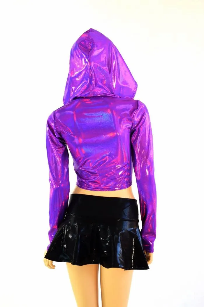 Holographic Long Sleeve Crop Hoodie