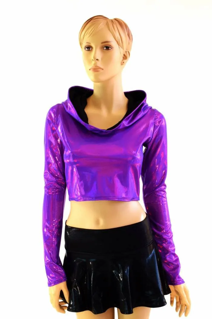 Holographic Long Sleeve Crop Hoodie