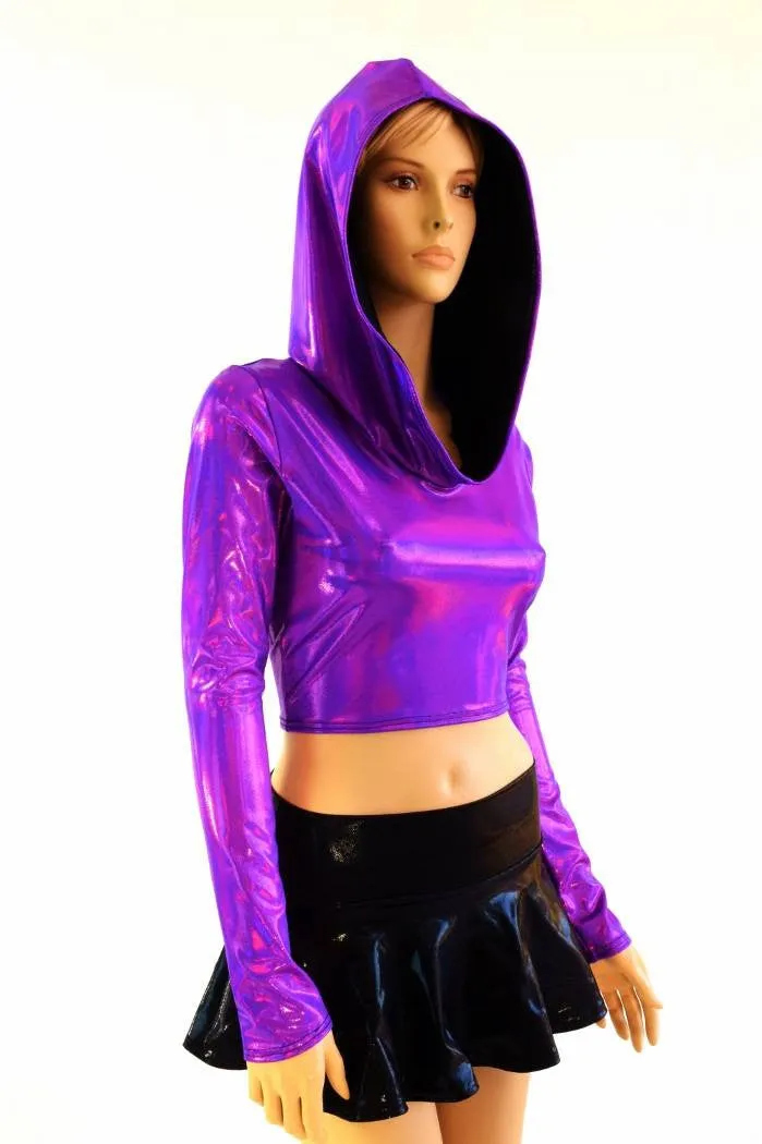 Holographic Long Sleeve Crop Hoodie