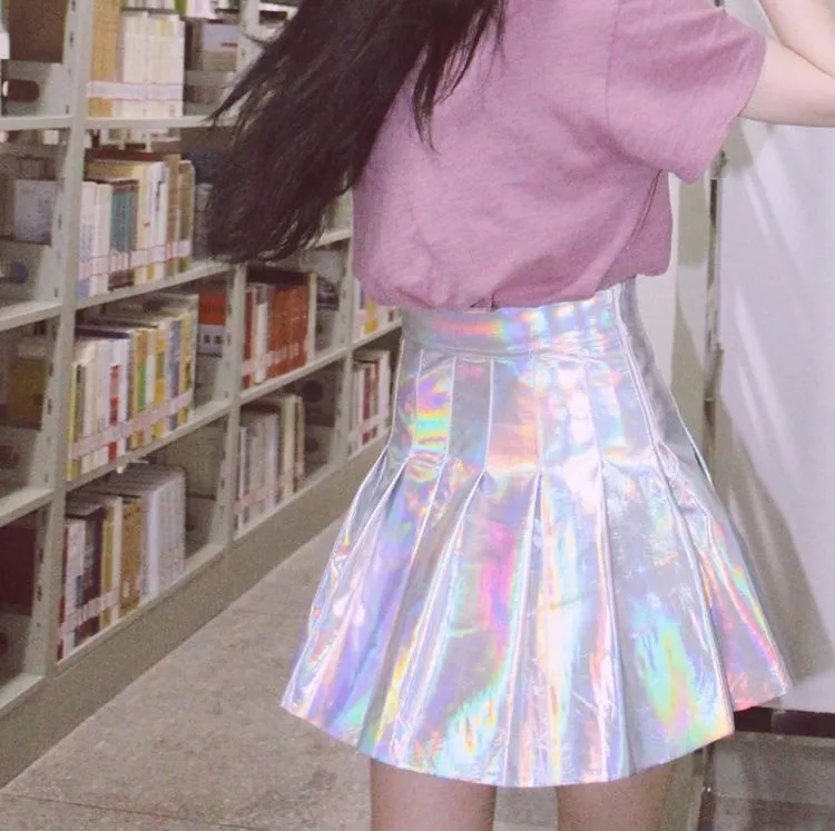 Holographic Pleated Skirt