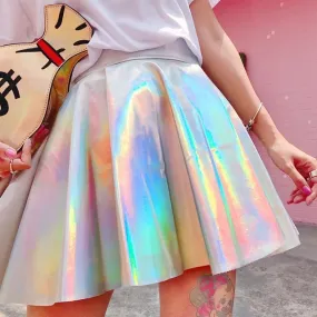 Holographic Pleated Skirt