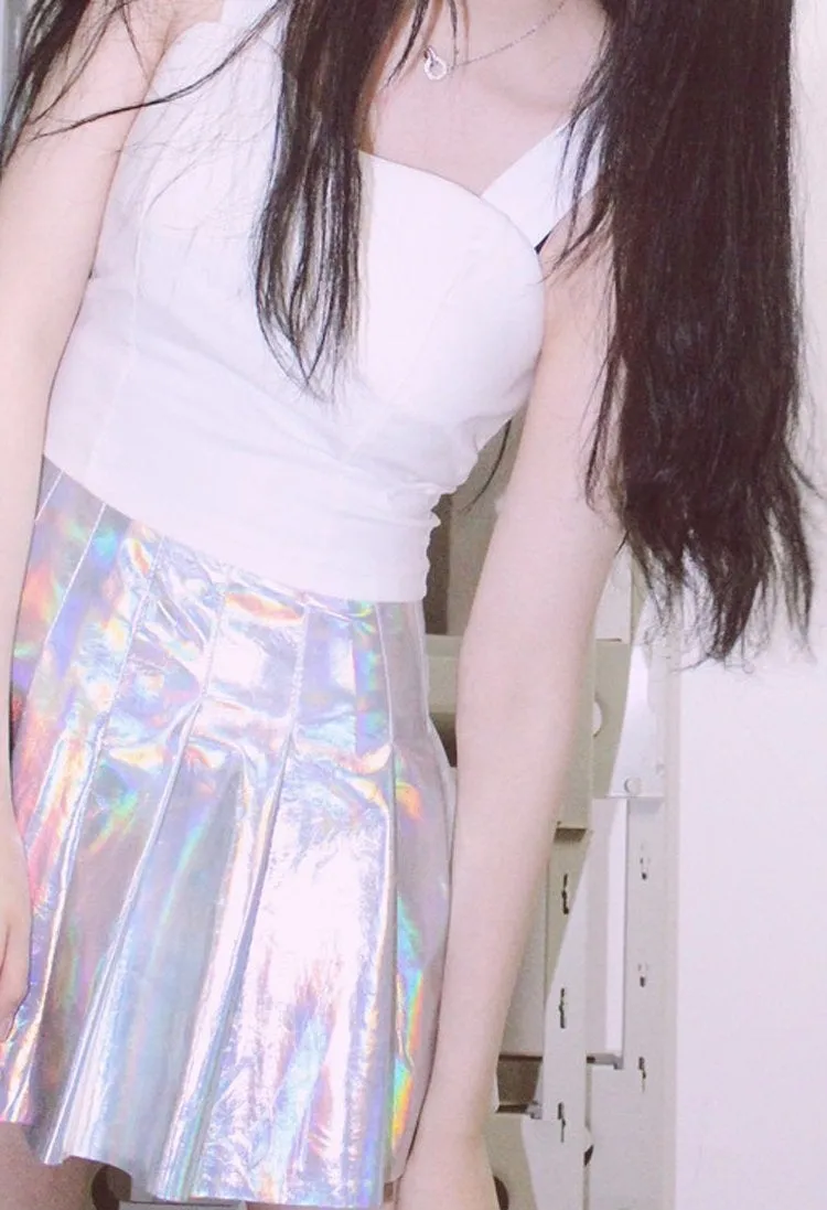 Holographic Pleated Skirt