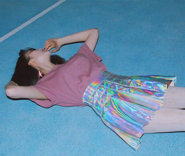 Holographic Pleated Skirt