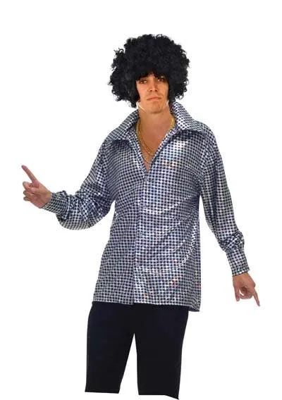 Hustling Hunk Mens Plus Size 70s Disco Costume Shirt