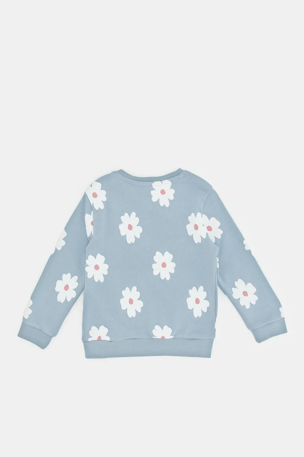 Infant Girls Blue Floral Print Sweatshirt