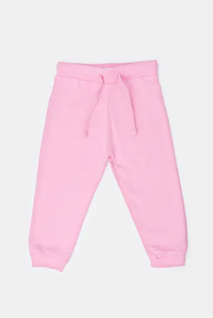 Infant Girls Pink Solid Active Pants