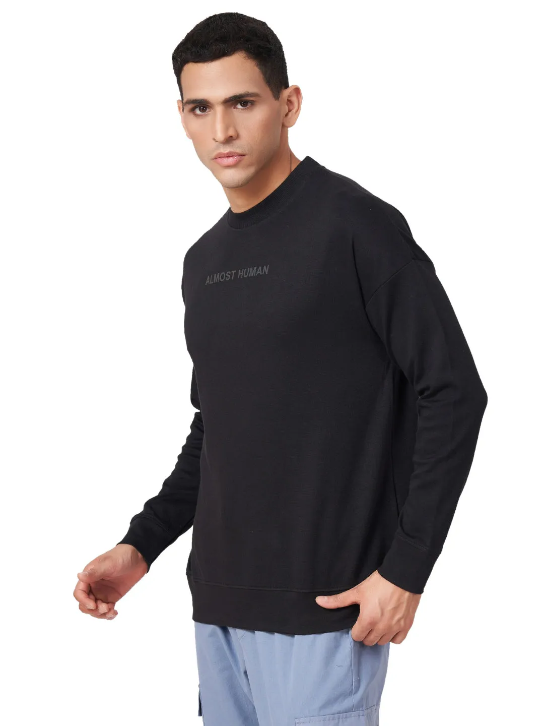 Interlock Full Sleeves Oversized Round Neck Holographic T Shirt