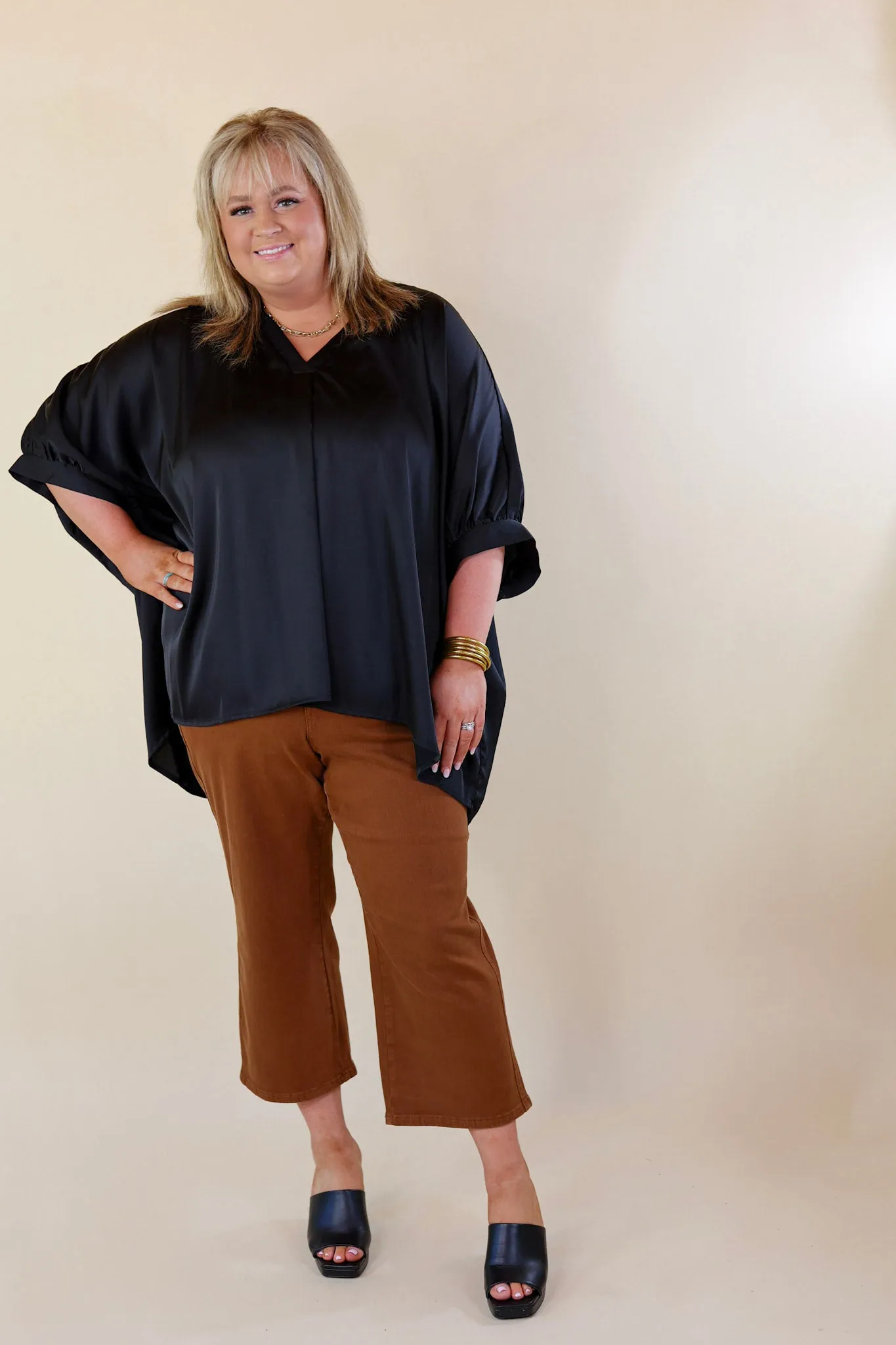 Irresistibly Chic Half Sleeve Oversized Blouse in Black