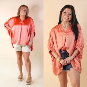 Irresistibly Chic Half Sleeve Oversized Blouse in Coral Orange