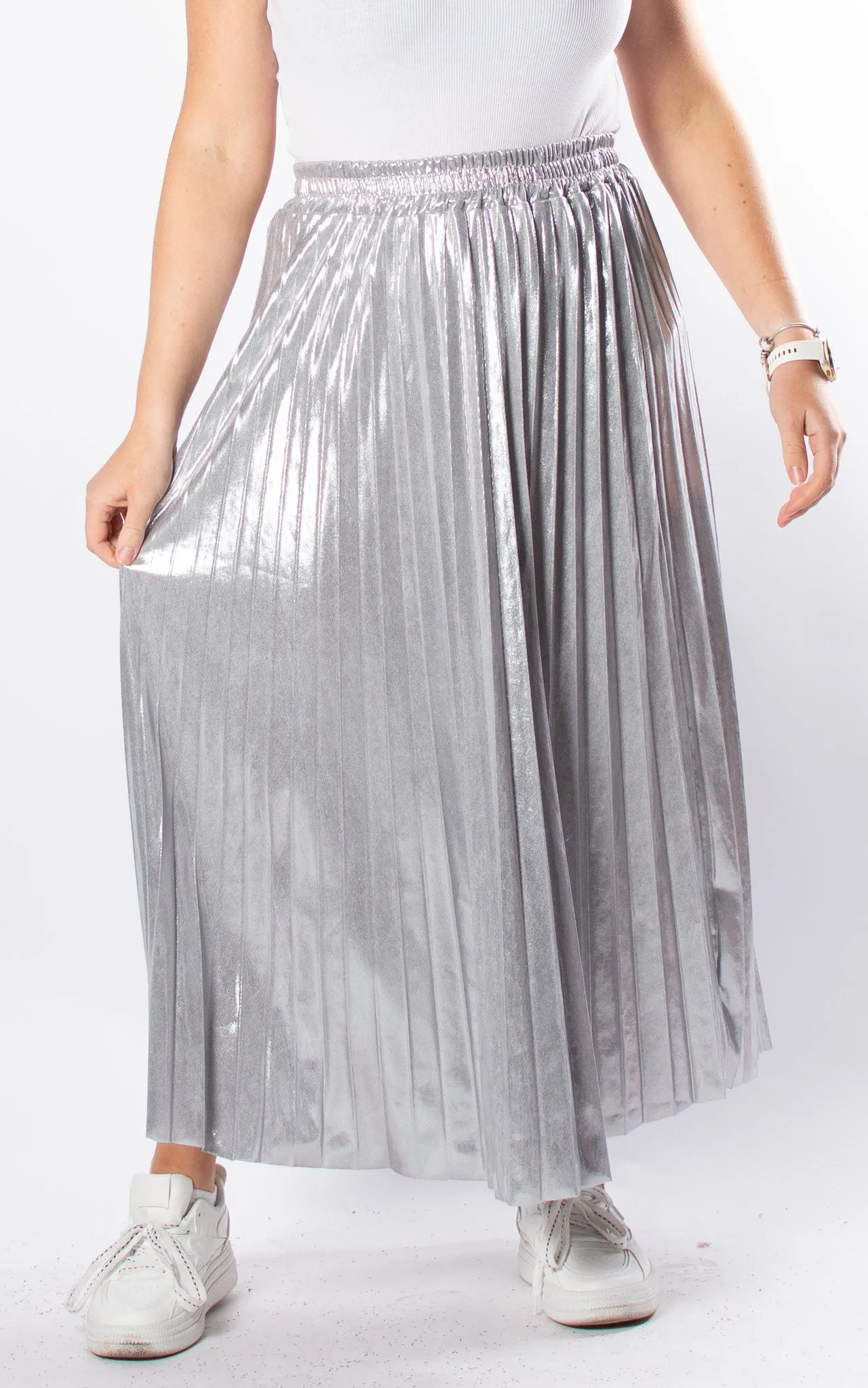 Isabel Pleated Skirt | Silver