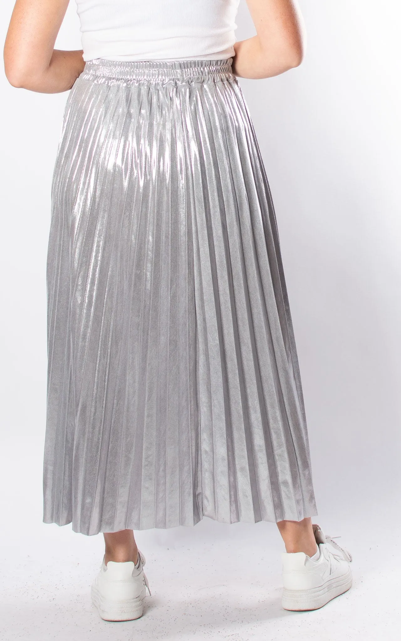 Isabel Pleated Skirt | Silver