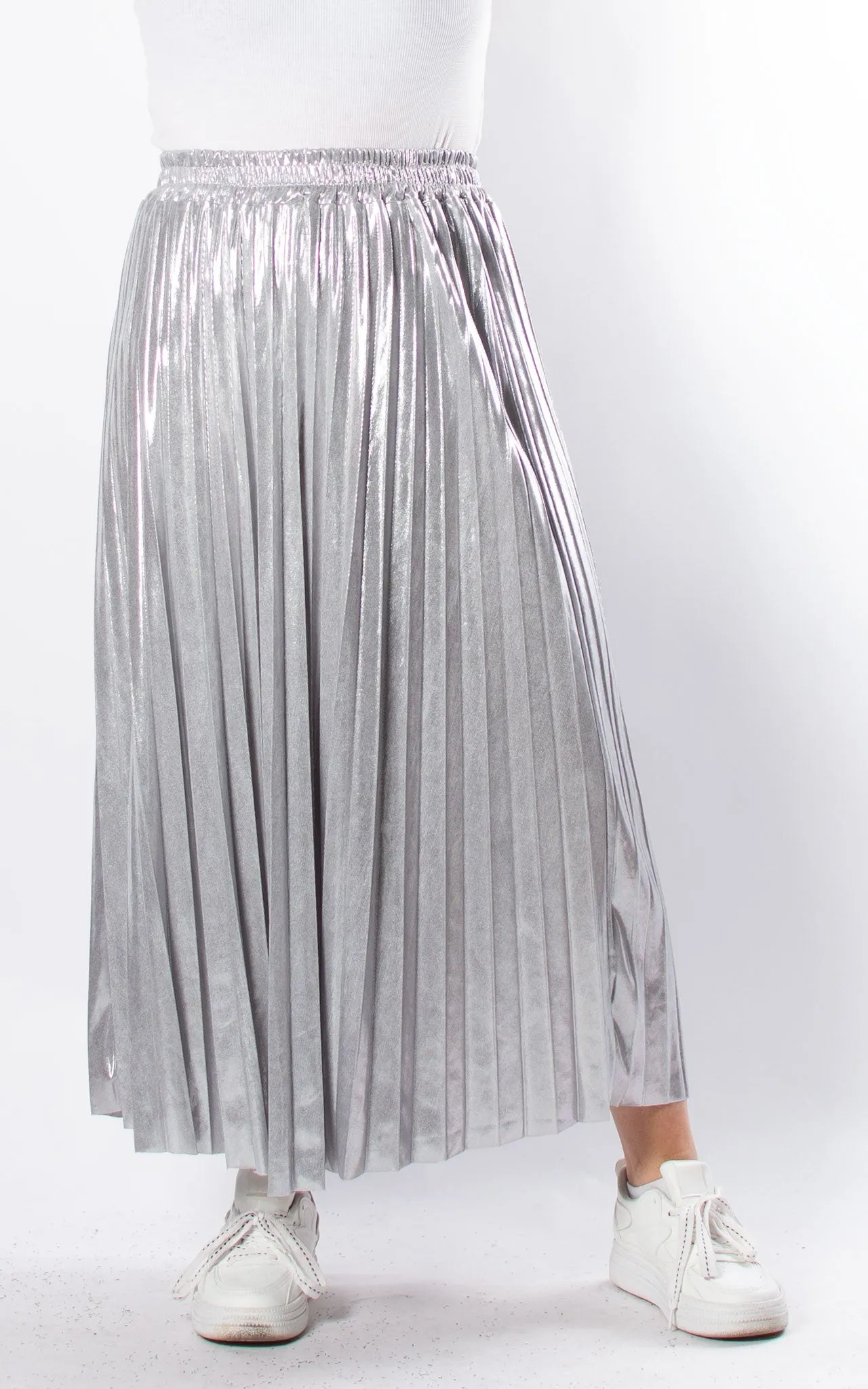 Isabel Pleated Skirt | Silver