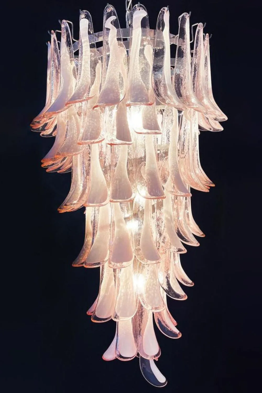 Italian Vintage Pink Spiral Murano Chandelier