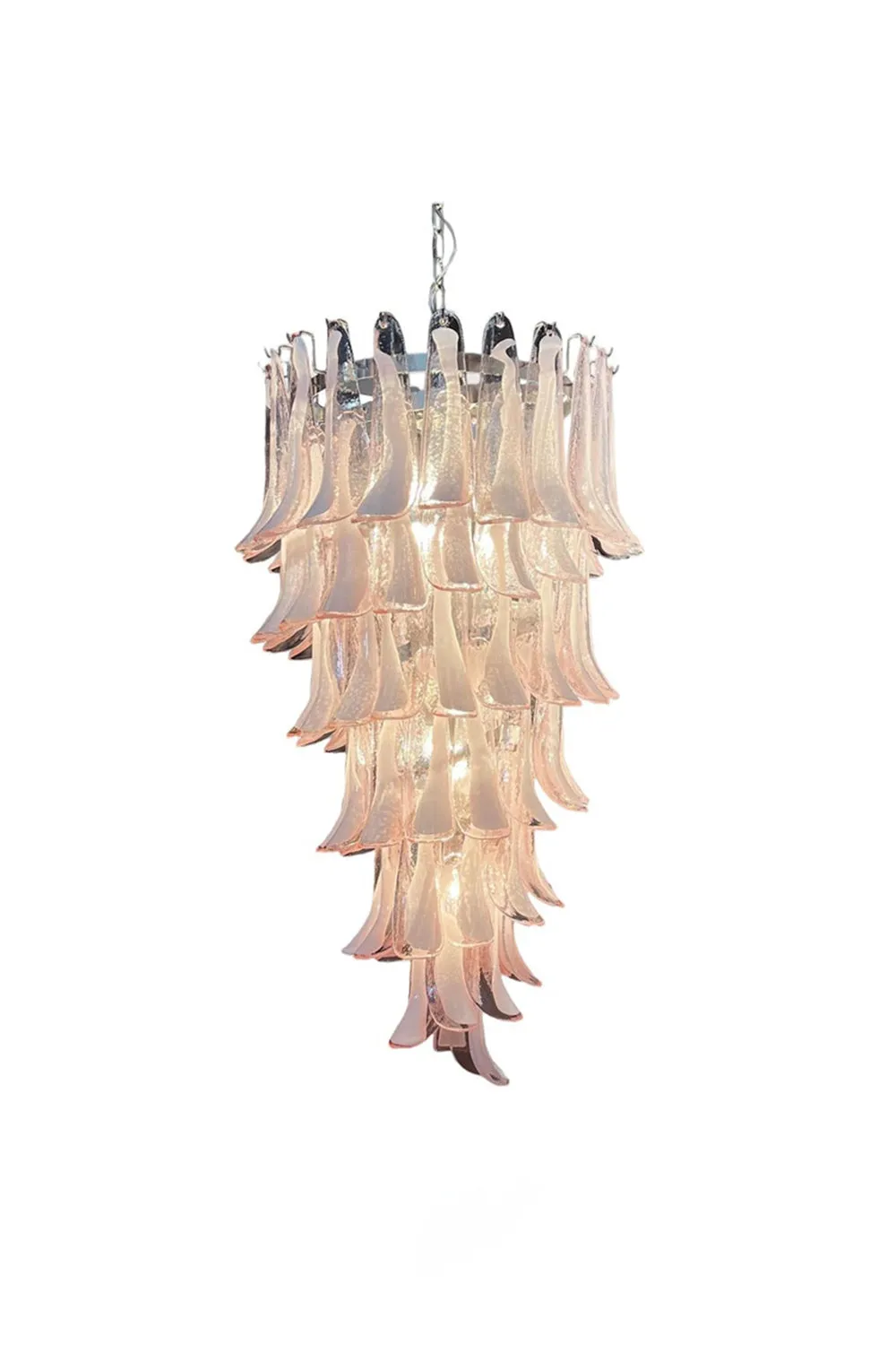 Italian Vintage Pink Spiral Murano Chandelier