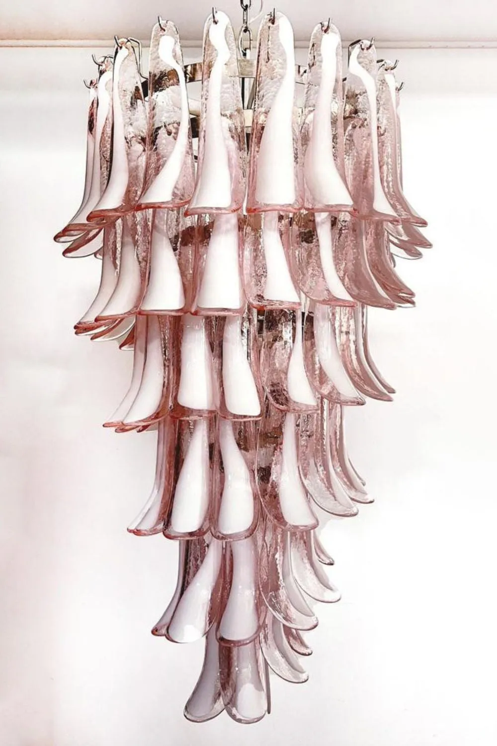 Italian Vintage Pink Spiral Murano Chandelier