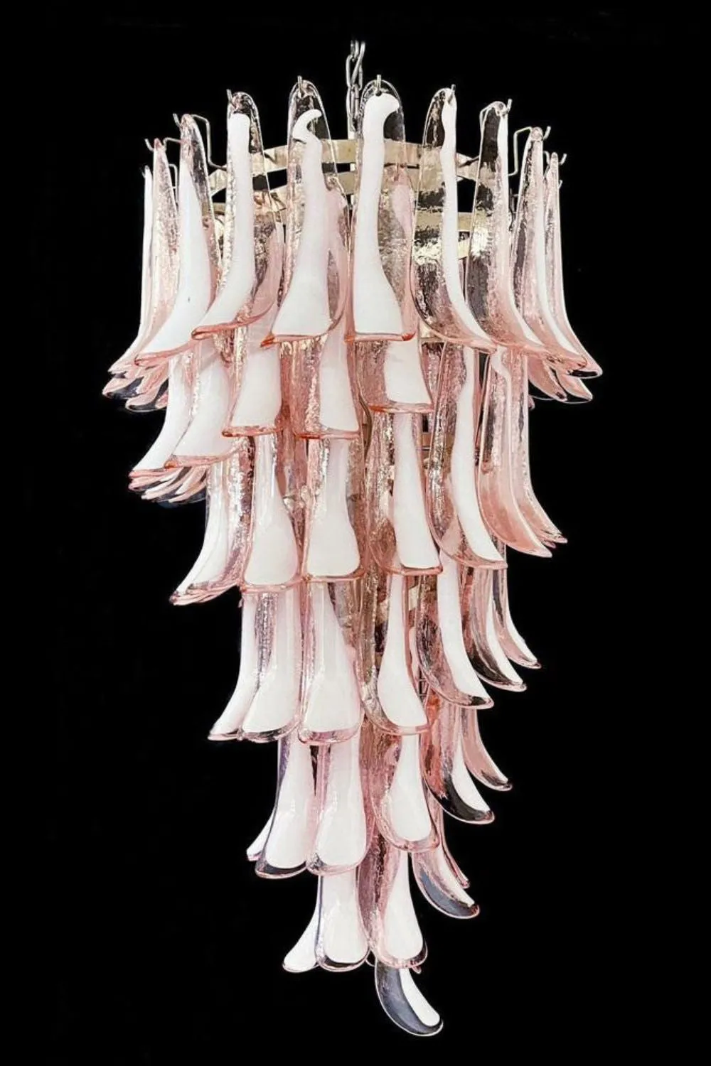 Italian Vintage Pink Spiral Murano Chandelier