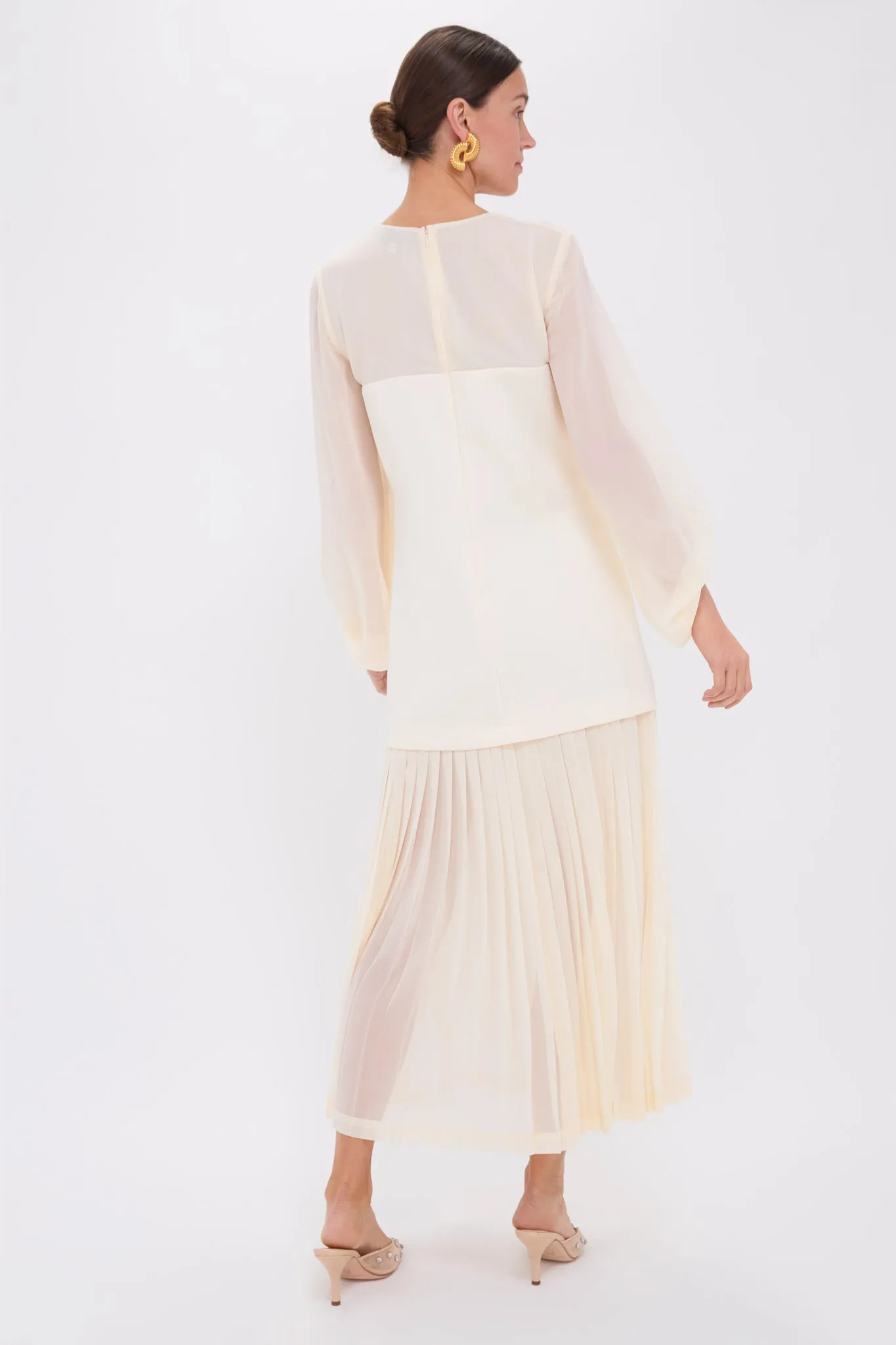 Ivory Pleated Lorraine Dress