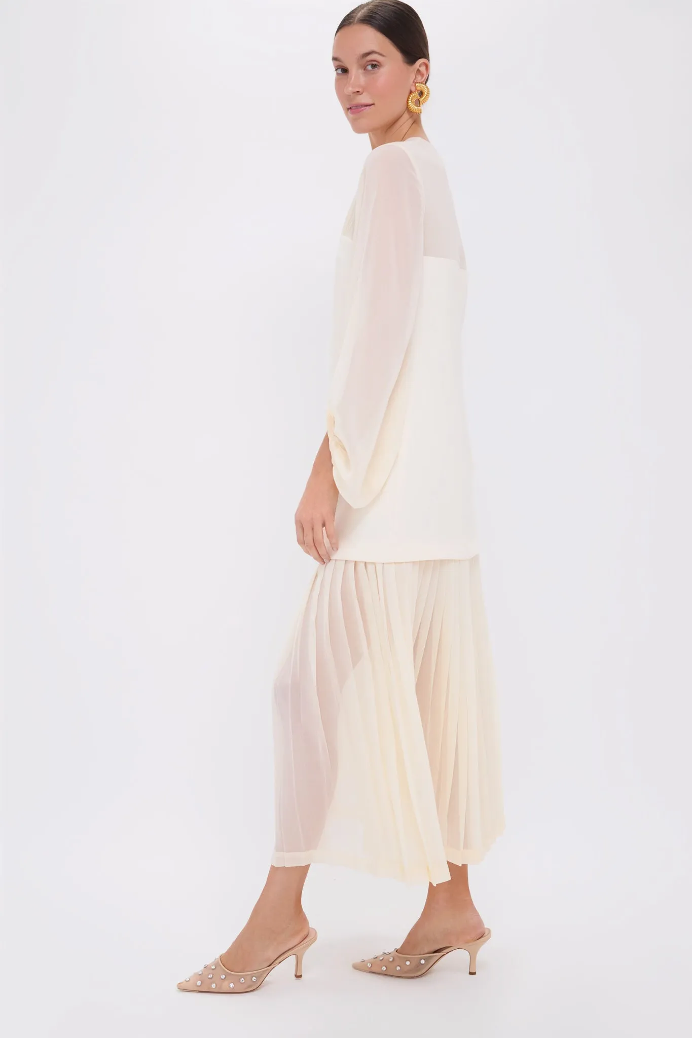 Ivory Pleated Lorraine Dress