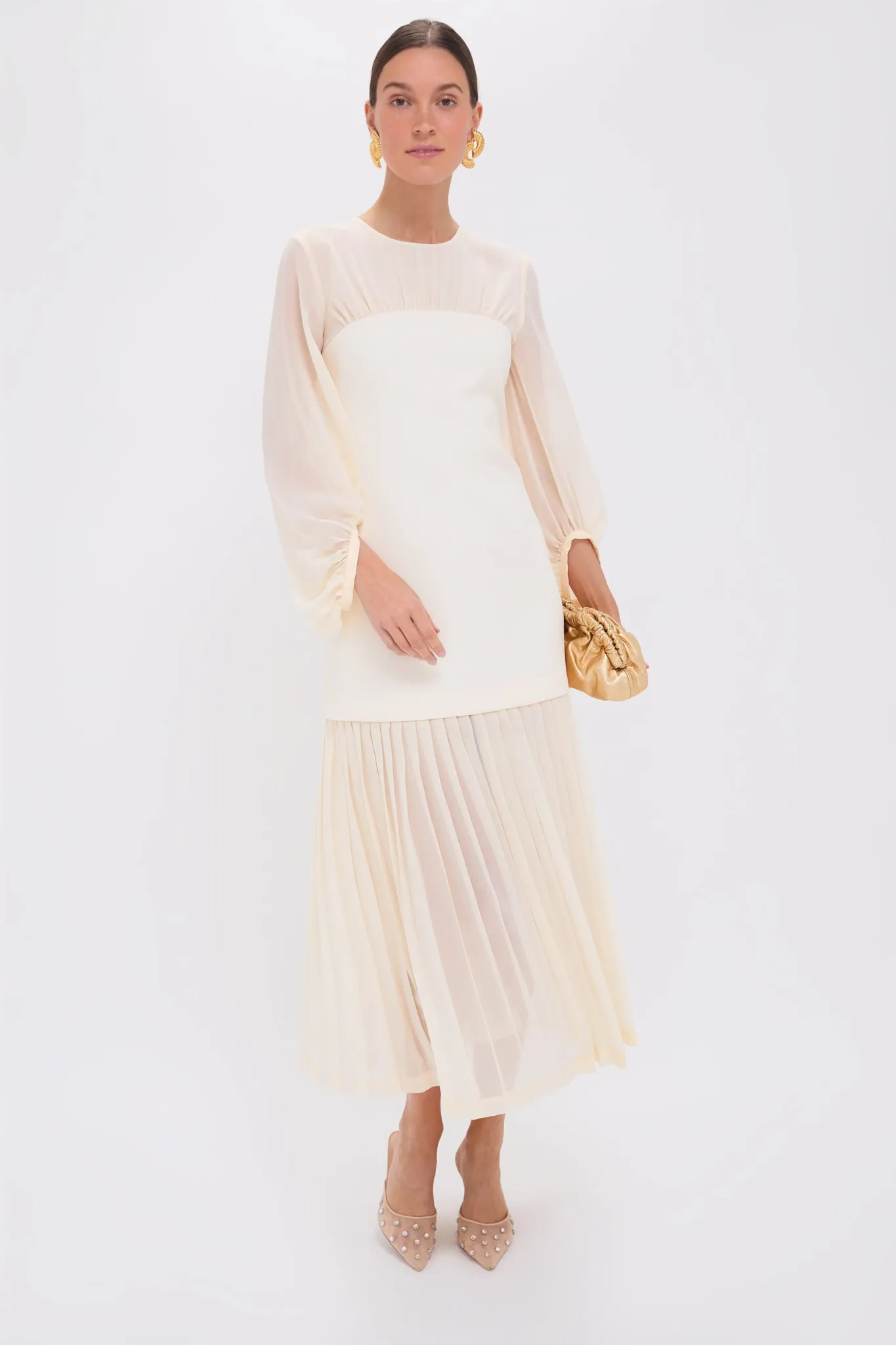 Ivory Pleated Lorraine Dress