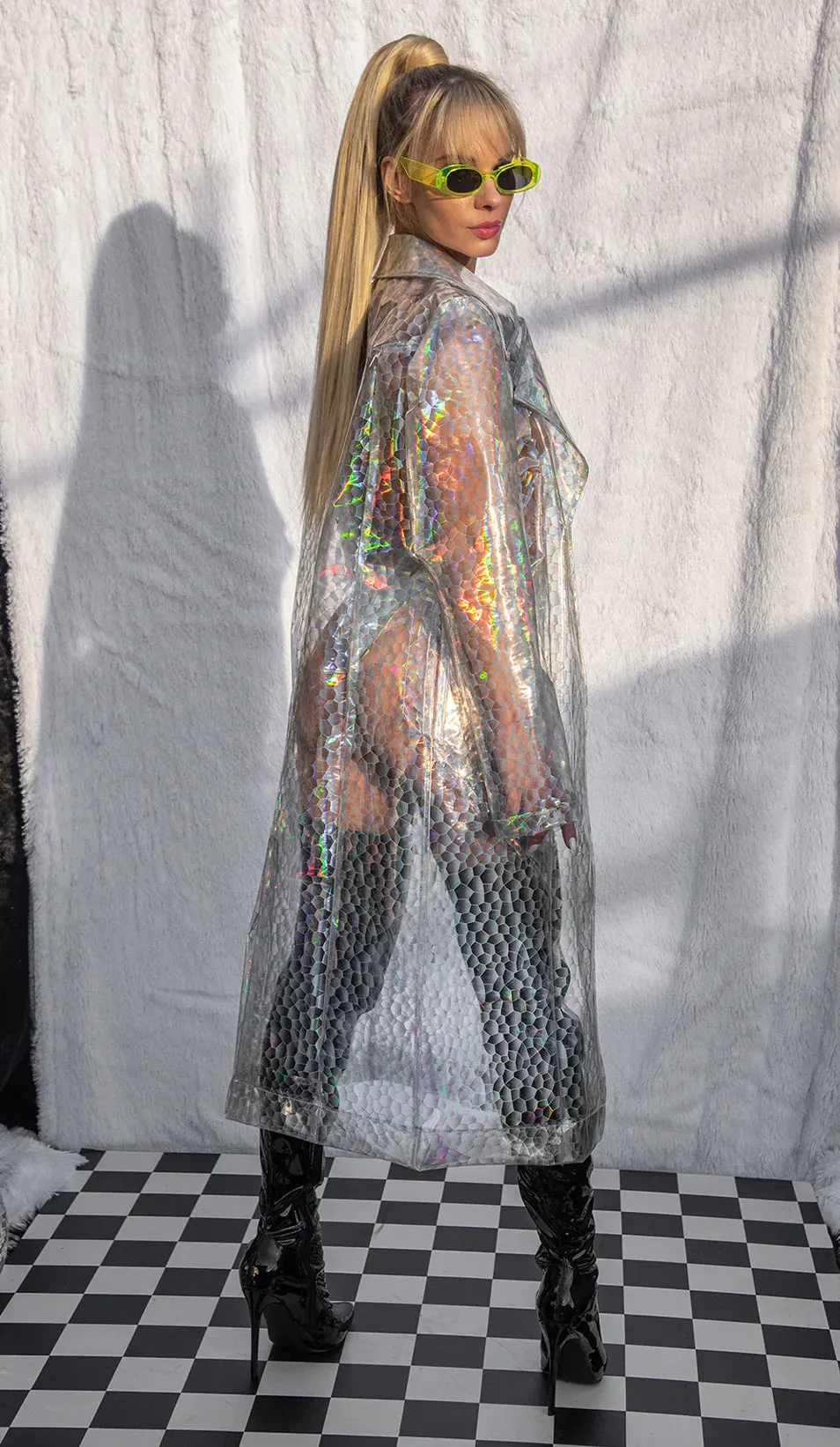 J. Valentine Holo Prism Trench Coat