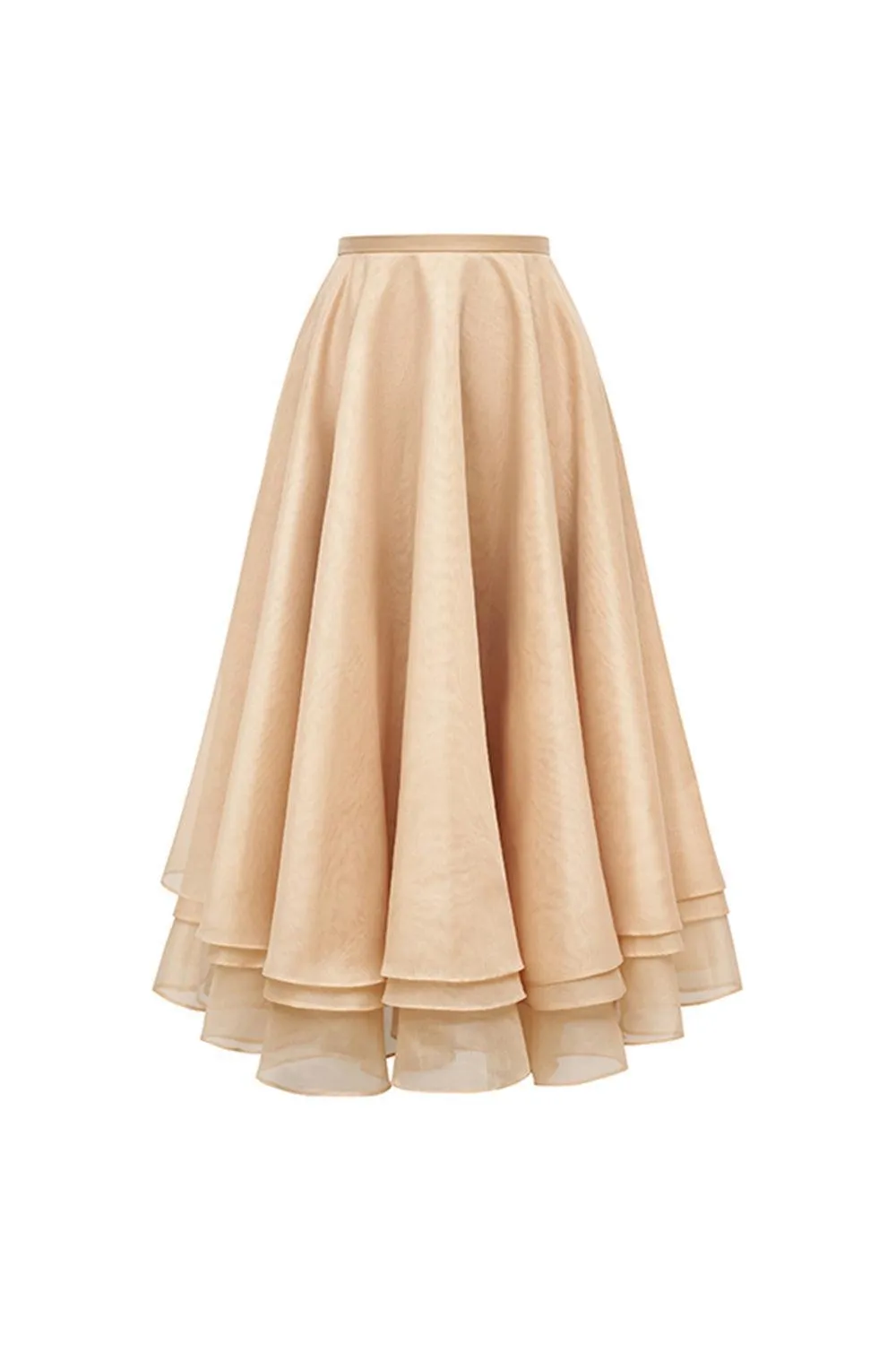 Jeanne Layered Draped Organdy Midi Skirt