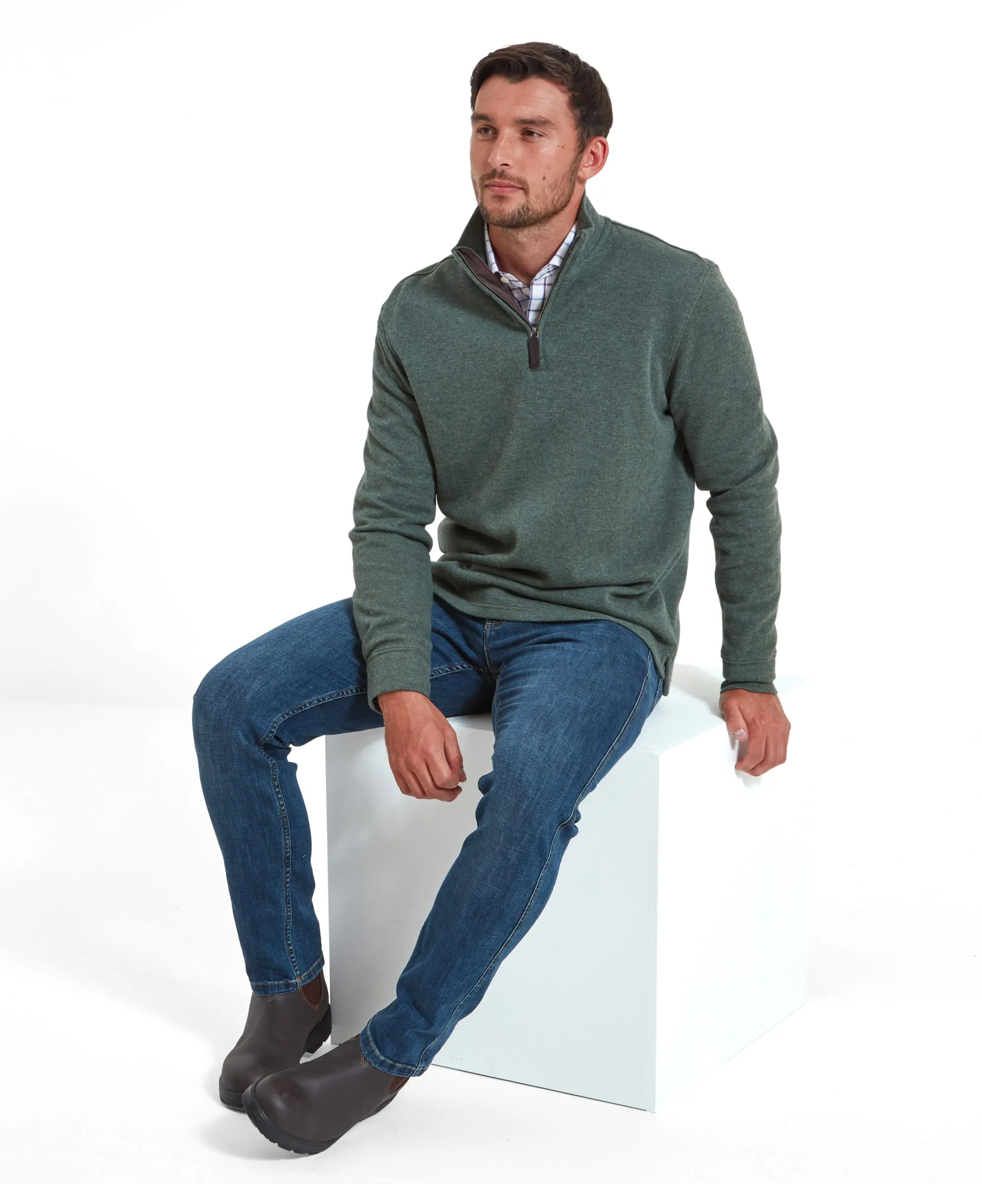 Kingsbridge Quarter Zip Jumper - Country Green