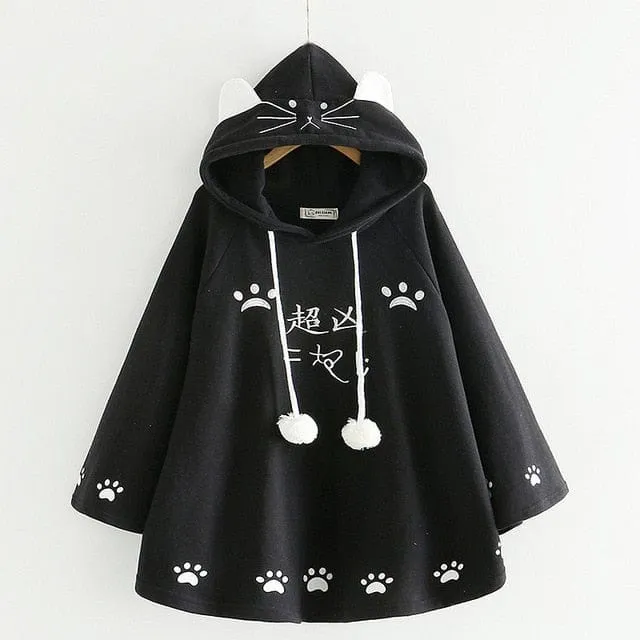 Kittie Ears Poncho Hoodie