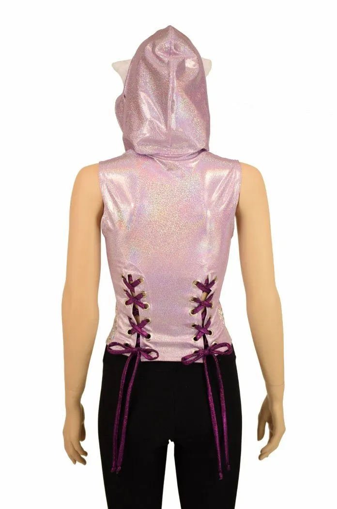 Lace Up Cat Ear Hoodie Top