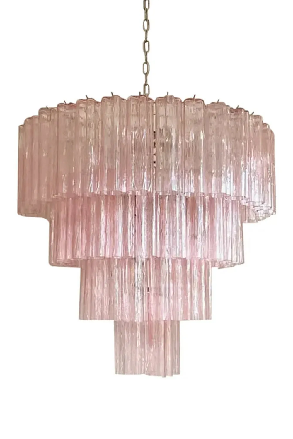 Large Pink Murano Glass Tiered Chandelier