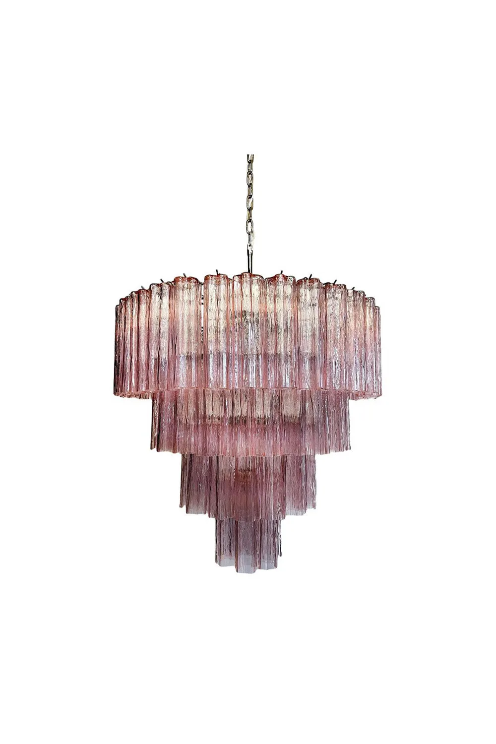 Large Pink Murano Glass Tiered Chandelier