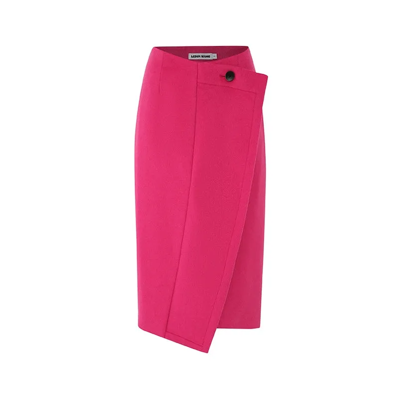 Ledim W pink fall winter pink tweed ruffle split pencil skirt  - Impio