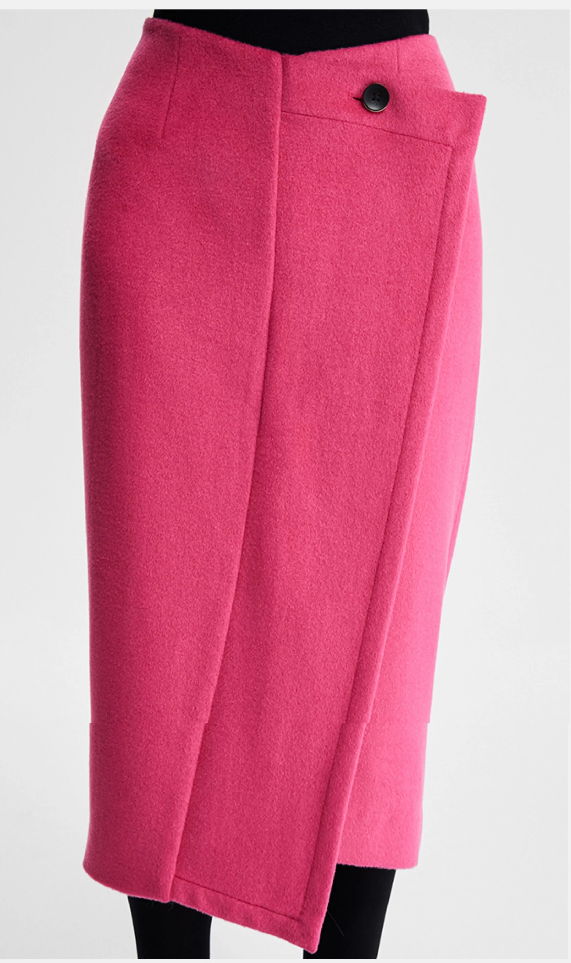 Ledim W pink fall winter pink tweed ruffle split pencil skirt  - Impio