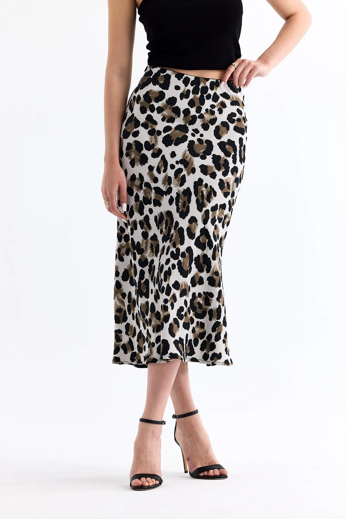 Leopard Patterned Skirt Gray