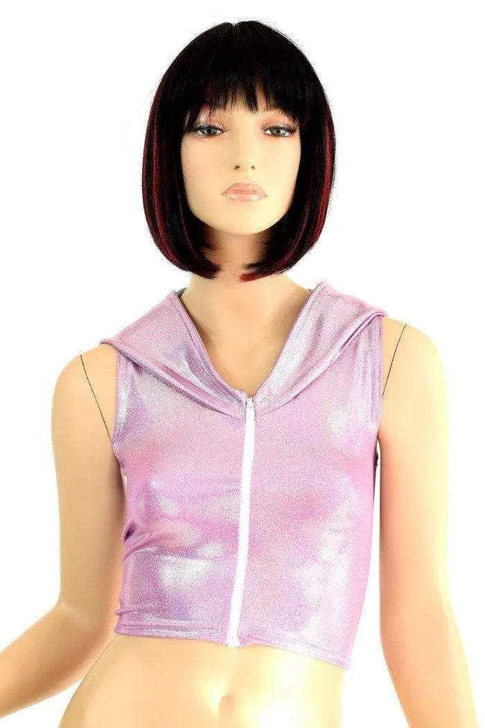 Lilac Dragon Zipper Front Crop Top