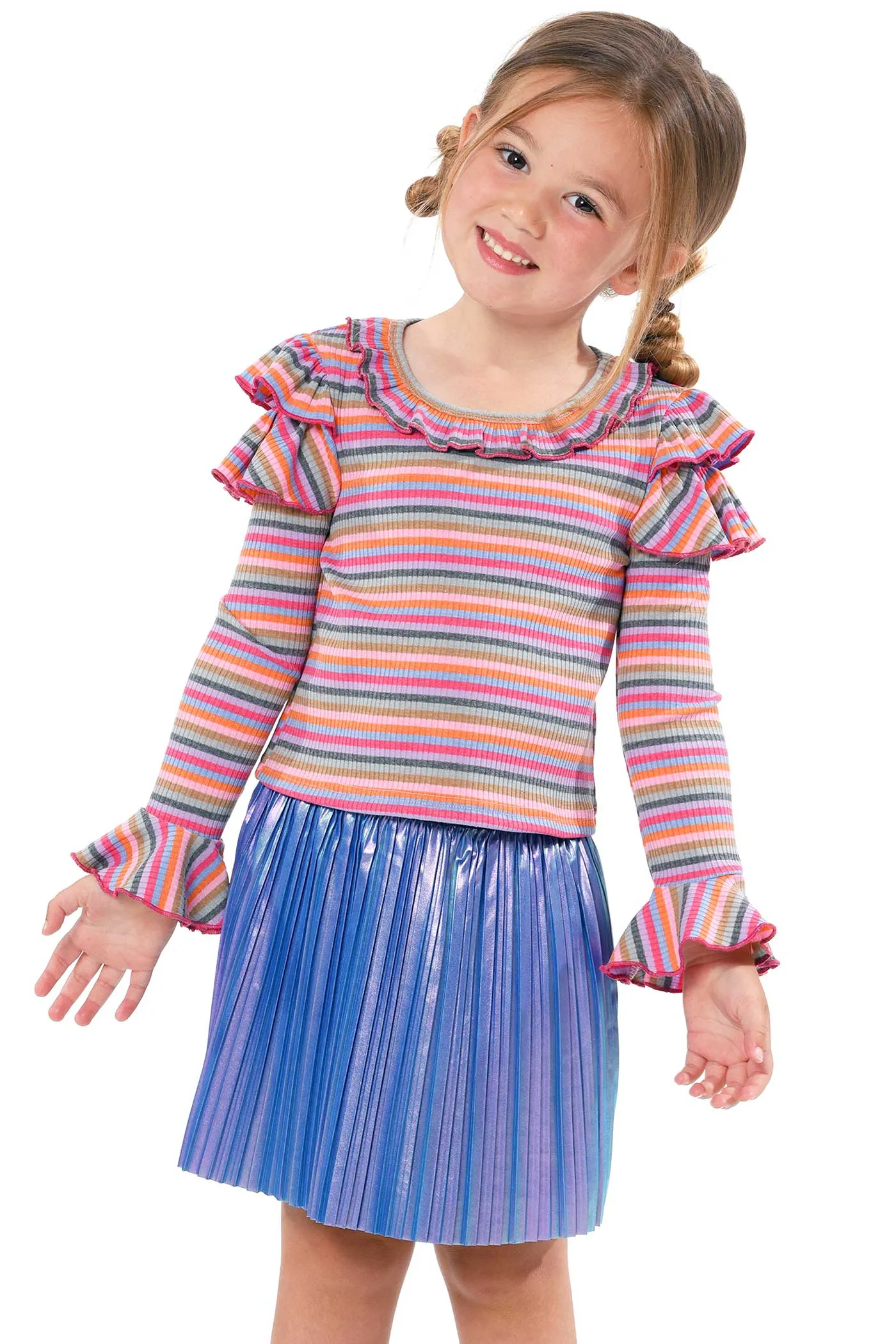 Little Girls Holographic Pleated Skirt