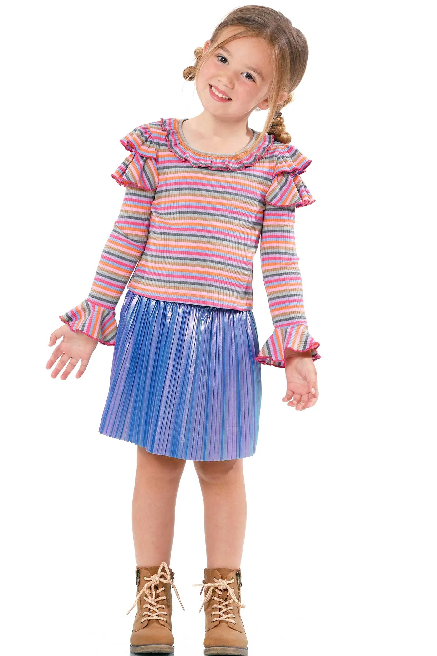 Little Girls Holographic Pleated Skirt